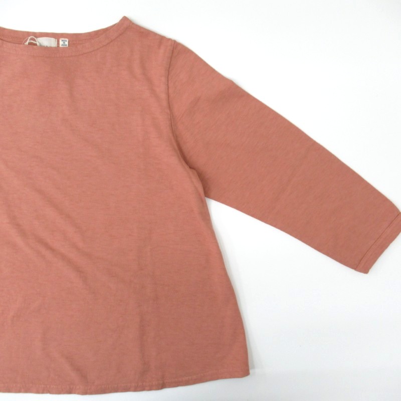 DAYS Aラインボートネック7分袖Tシャツ  オールドローズ873/43078 【日本製】